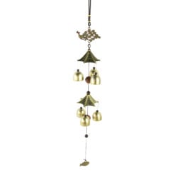 Clopotel de vant cu paun si clopotei metalice 50 cm