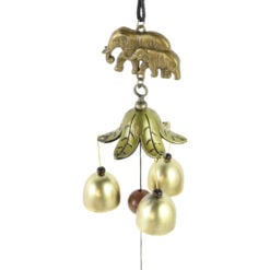 Clopotel de vant din metal cu elefanti 38 cm