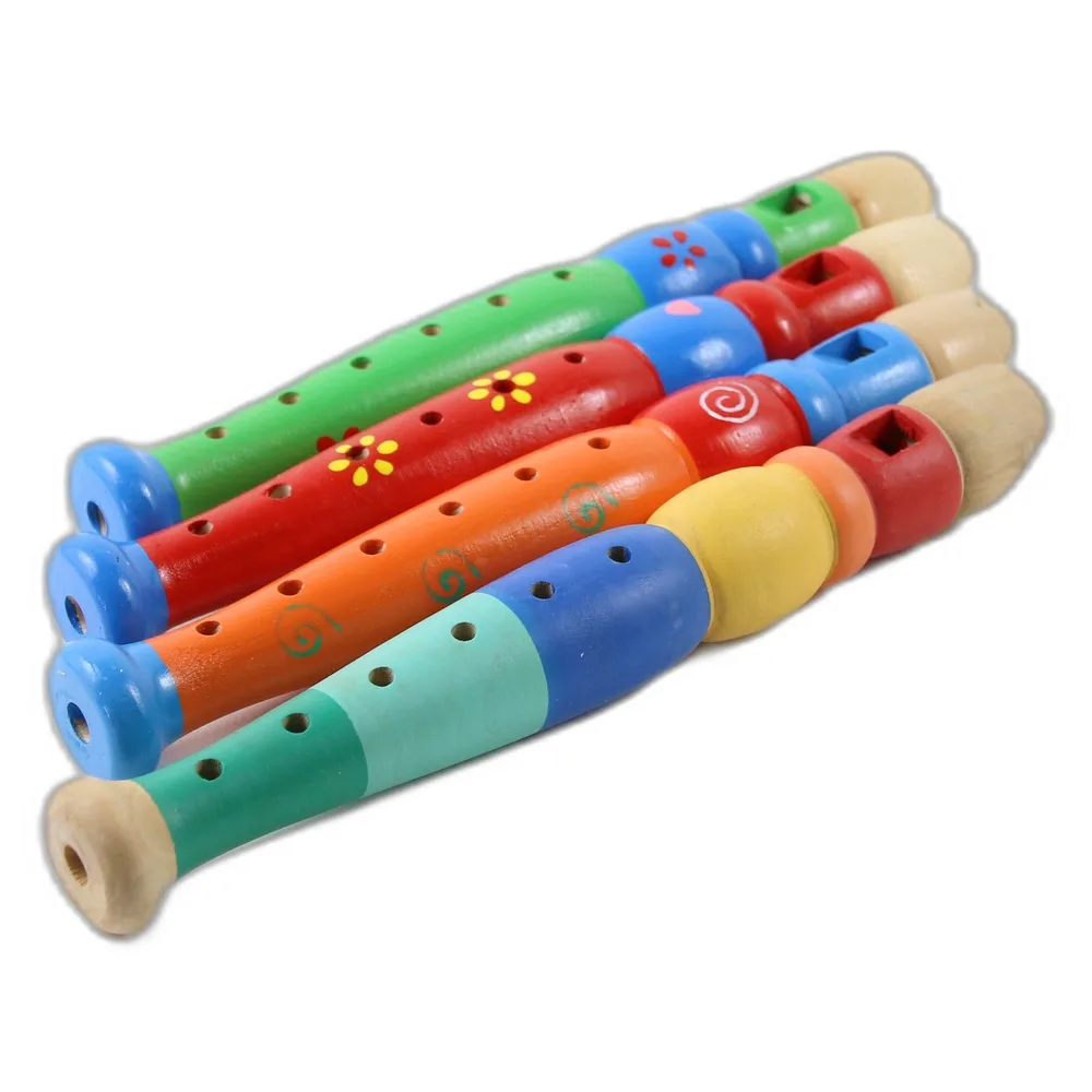 Fluier colorat din lemn 20 cm
