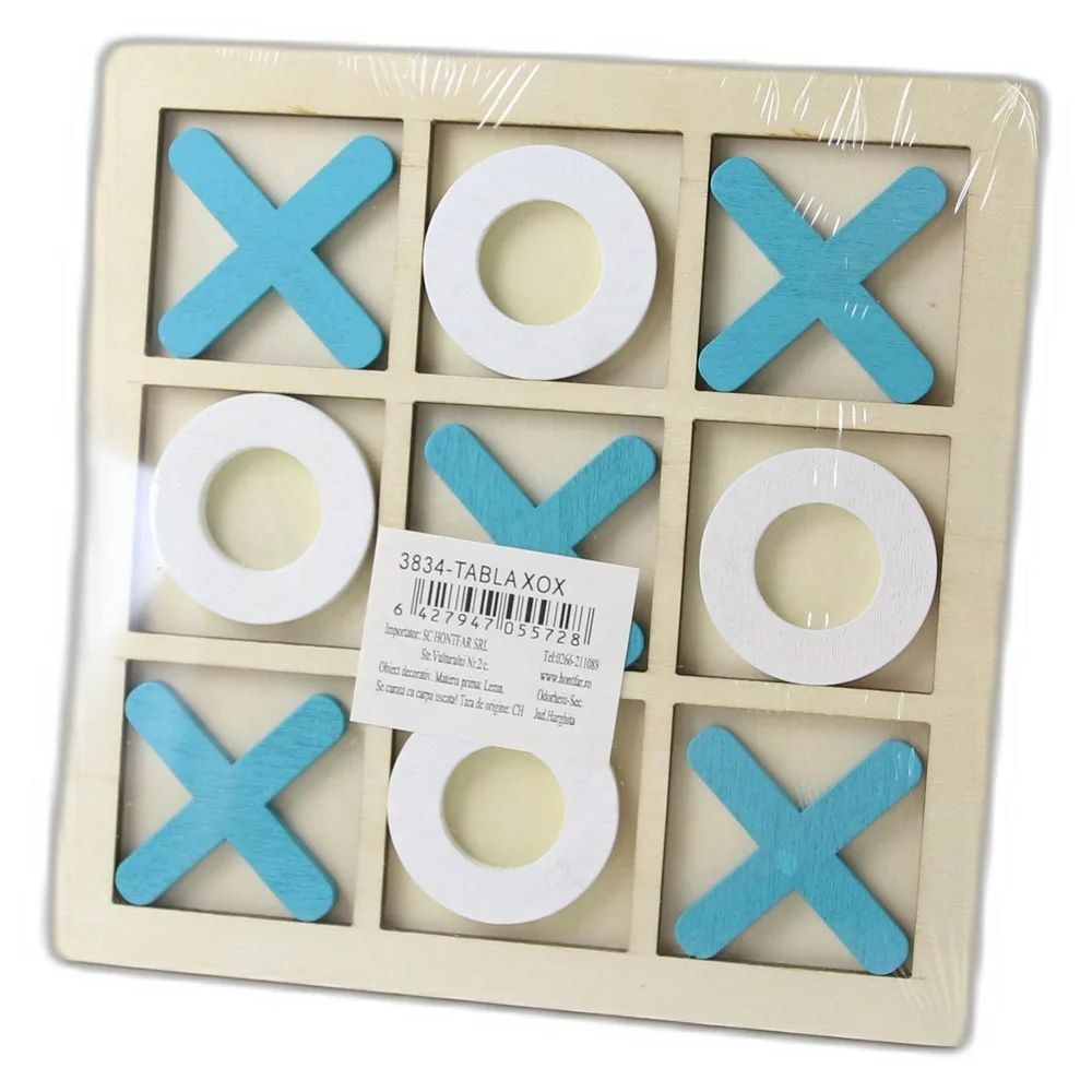 Joc din lemn Tic-Tac Toe 14.5 x 14.5 cm