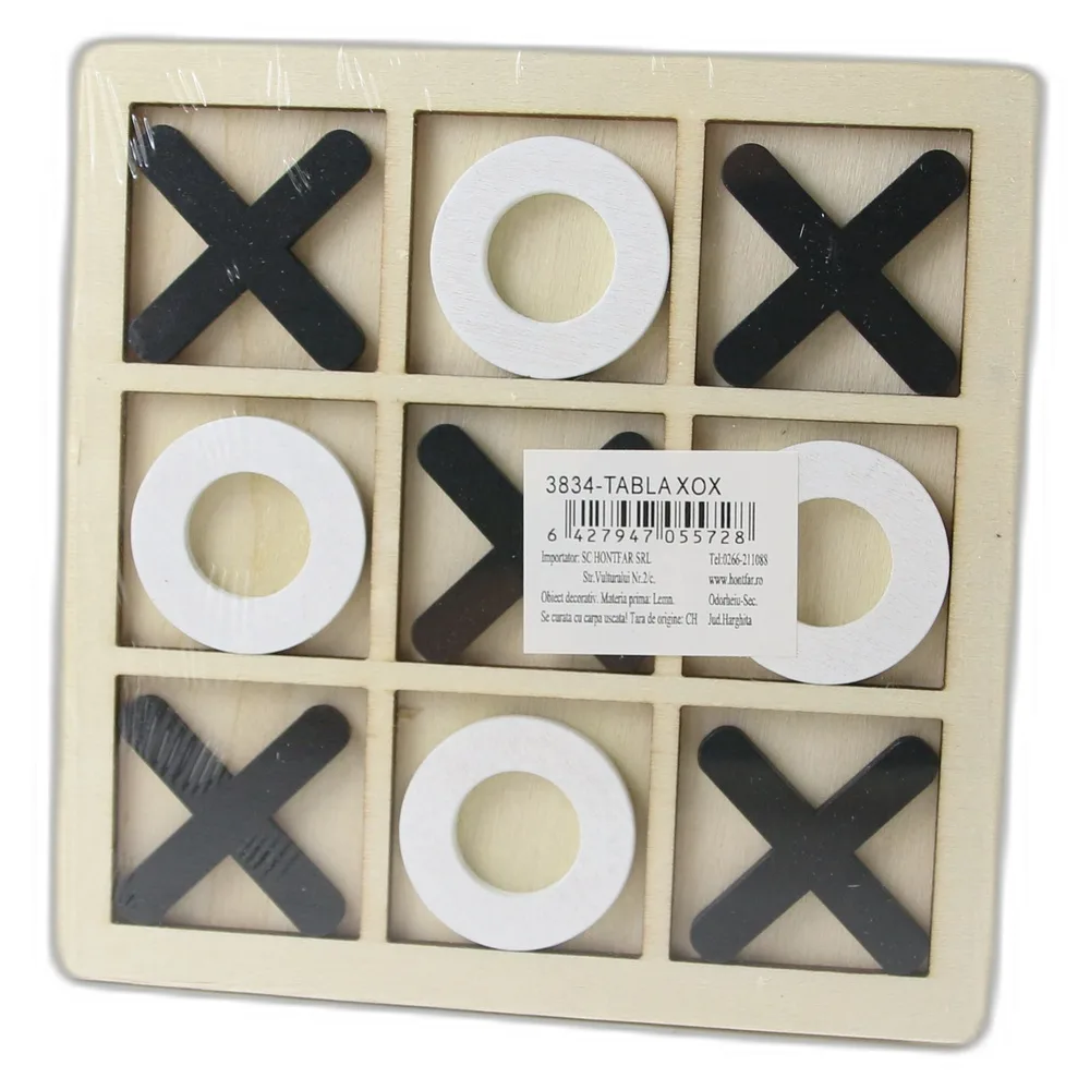 Joc din lemn Tic-Tac Toe 14.5 x 14.5 cm