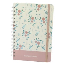 Agenda nedatata cu spirala si pagini liniate Beautiful Flowers 14.5 x 20.5 cm