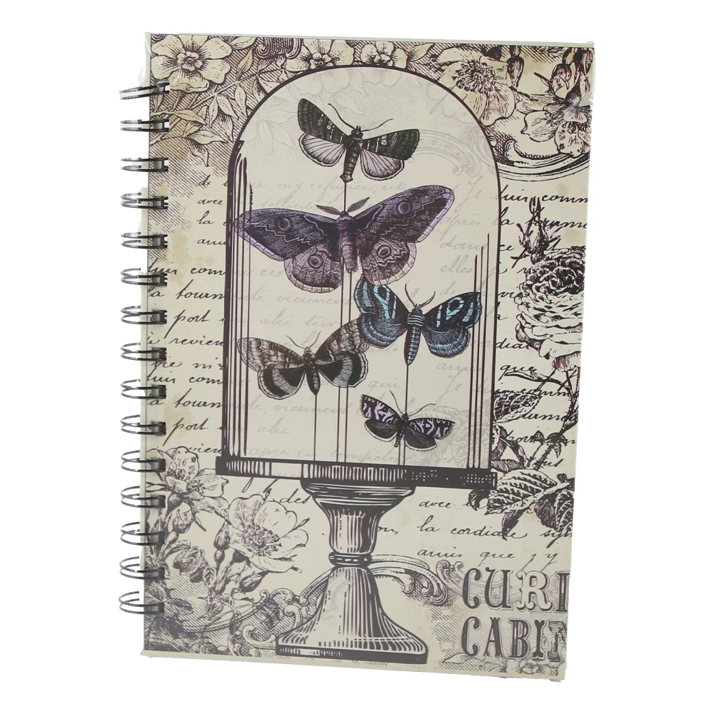 Agenda nedatata cu spirala si pagini liniate Fluturi 15 x 21 cm