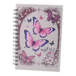 Agenda nedatata cu spirala si pagini liniate Fluturi 15 x 21 cm