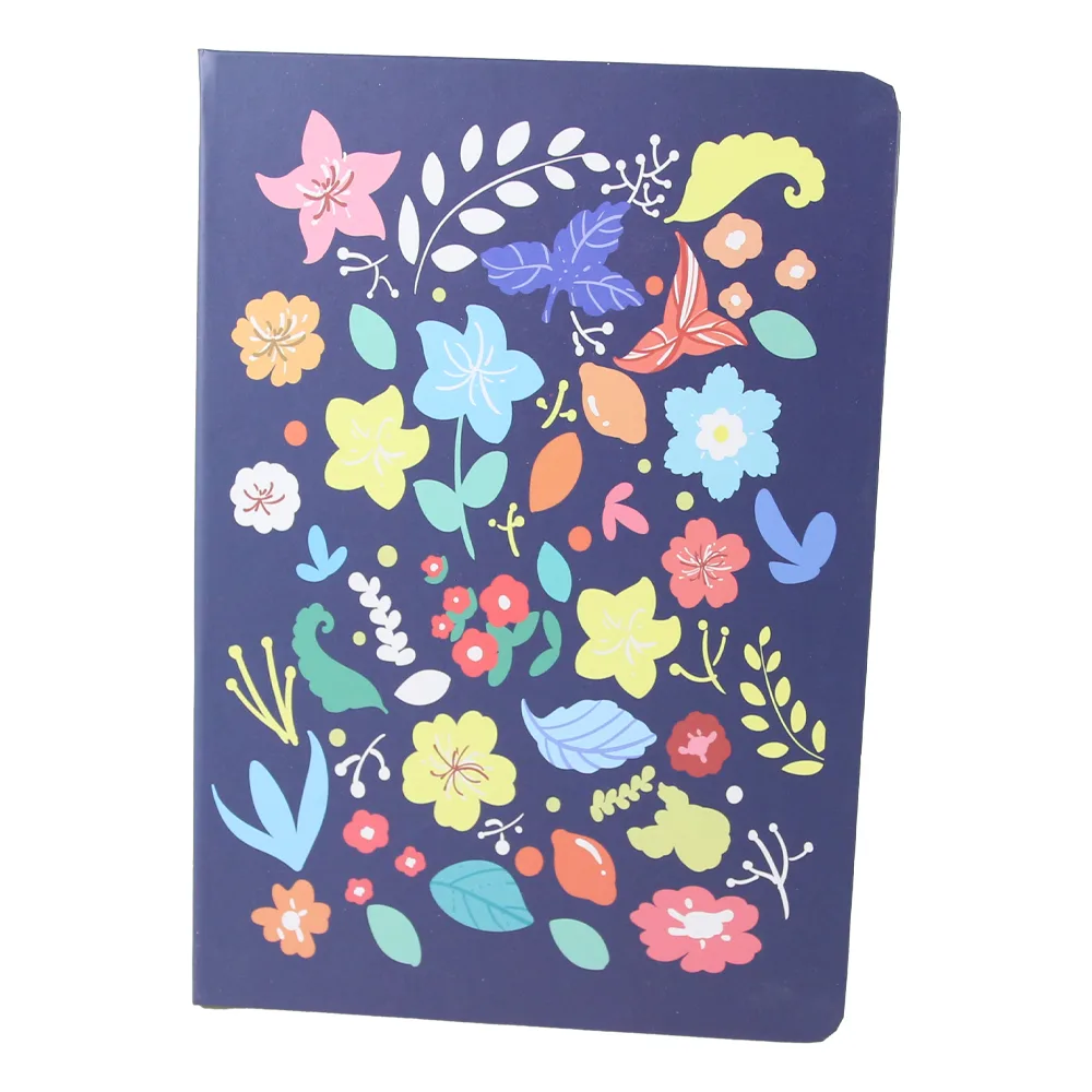 Agenda nedatata cu pagini liniate Flori colorate 14.5 x 21 cm