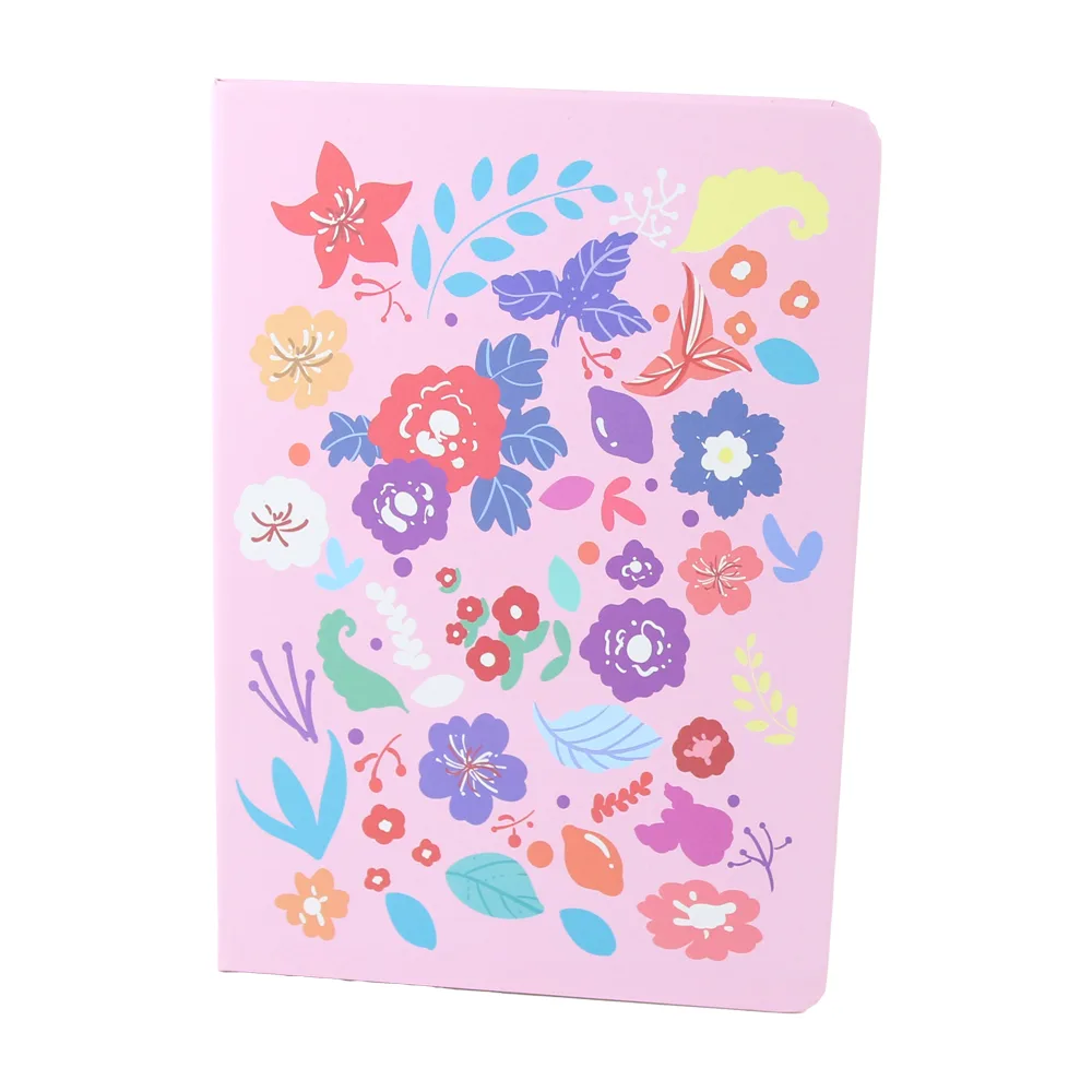 Agenda nedatata cu pagini liniate Flori colorate 14.5 x 21 cm