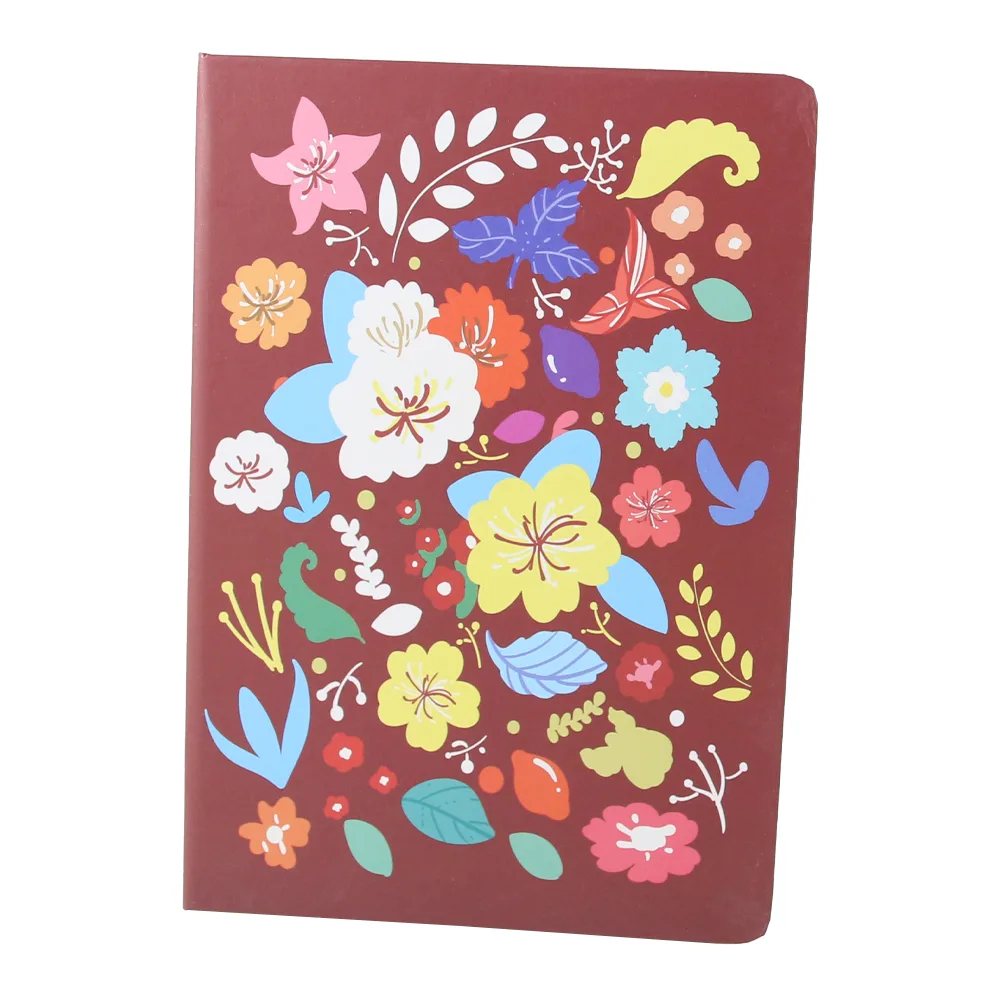 Agenda nedatata cu pagini liniate Flori colorate 14.5 x 21 cm