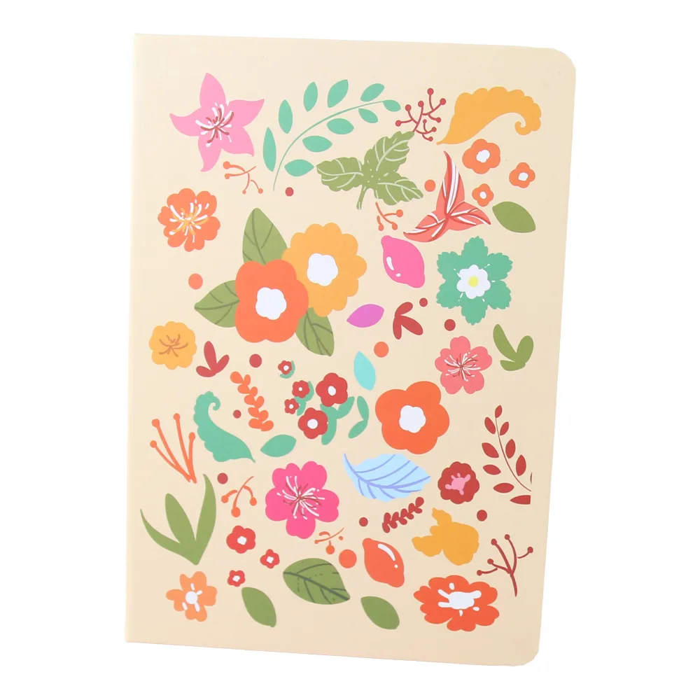 Agenda nedatata cu pagini liniate Flori colorate 14.5 x 21 cm
