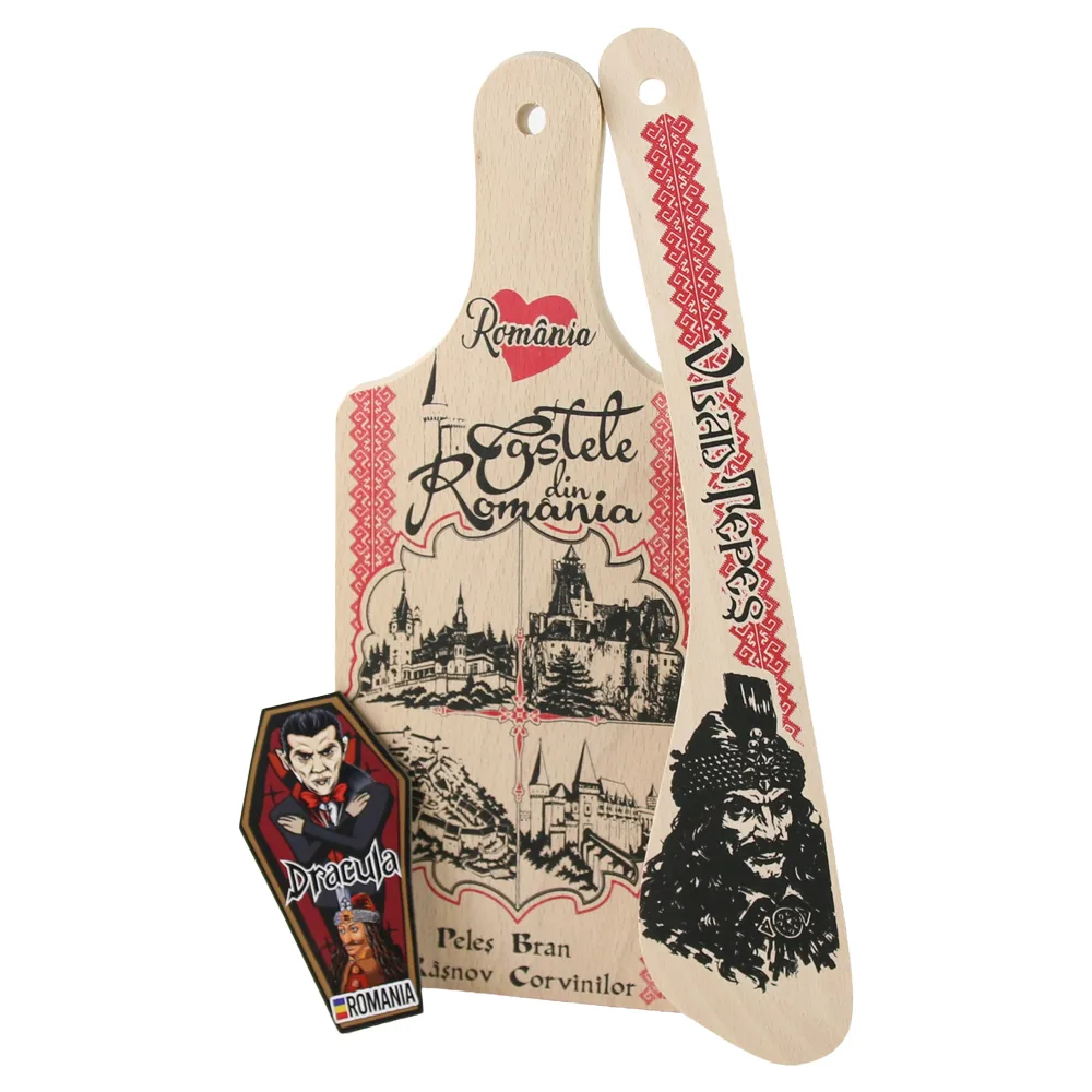 Set ustensile bucatarie cu magnet de frigider "Castele din Romania" Set ustensile bucatarie cu magnet de frigider "Castele din Romania"