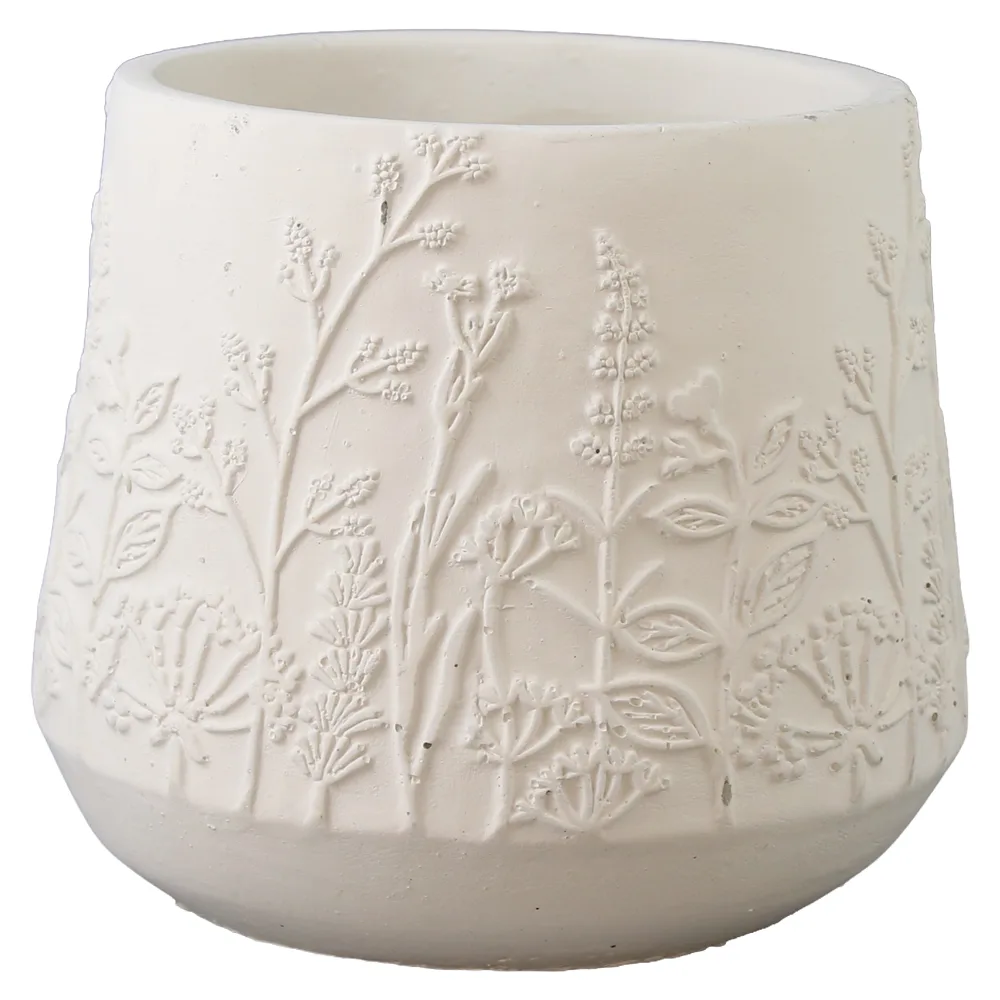 Ghiveci din beton cu model floral 15 x 13 cm Ghiveci din beton cu model floral 15 x 13 cm