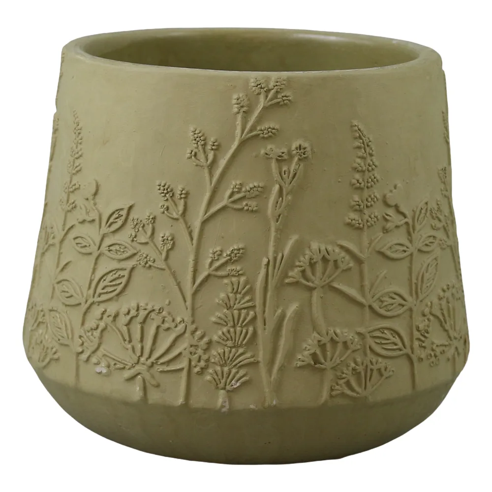Ghiveci din beton cu model floral 15 x 13 cm Ghiveci din beton cu model floral 15 x 13 cm