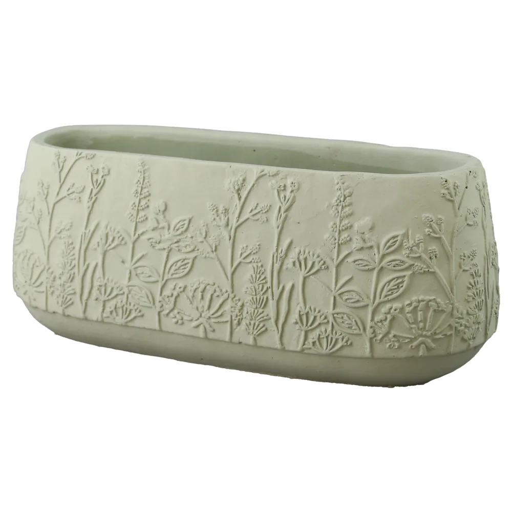 Ghiveci oval din beton cu model floral 26 x 10 x 11 cm Ghiveci oval din beton cu model floral 26 x 10 x 11 cm