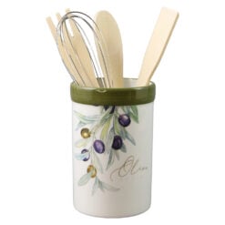 Suport ceramic Olive cu 4 ustensile de bucatarie 8.5 x 13 cm