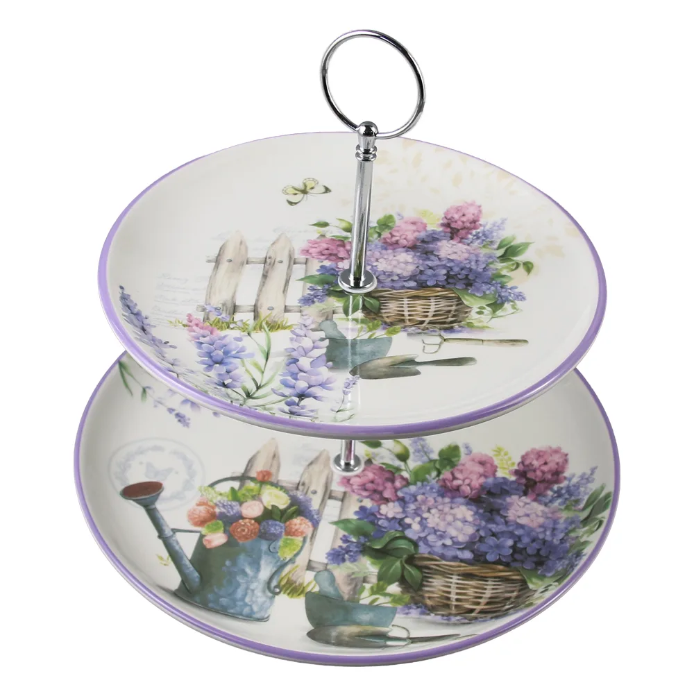 Platou etajat din ceramica cu 2 nivele 26/21 cm Platou etajat din ceramica cu 2 nivele 26/21 cm