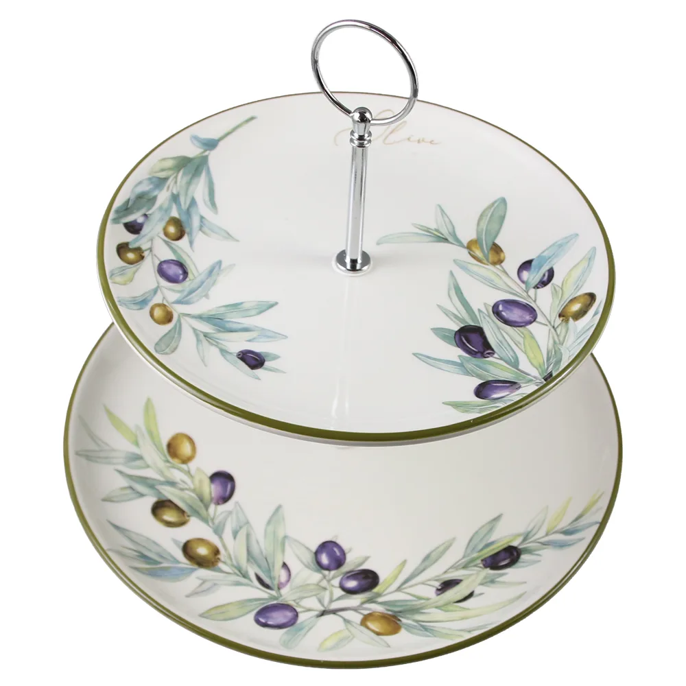 Platou etajat din ceramica cu 2 nivele Olive 26/21 cm Platou etajat din ceramica cu 2 nivele Olive 26/21 cm