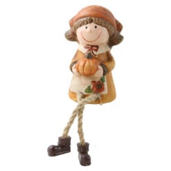 Figurina decorativa de toamna din ceramica cu picioare mobila
