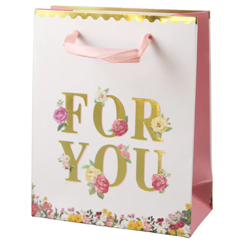 Punga cadou din hartie "For You" 11 x 14 cm cu flori