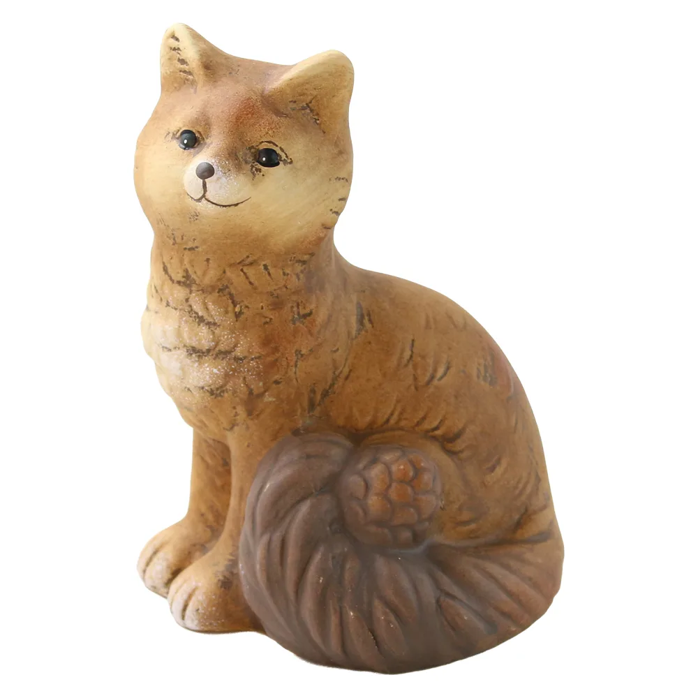 Figurina decorativa din ceramica Vulpe cu ghinda 10 x 14 cm