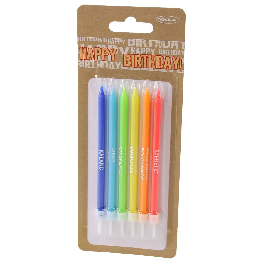 Set 6 lumanari colorate pentru tort "Szeretet" 12 cm