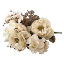 Buchet artificial cu bujori si hortensii Vintage 47 cm