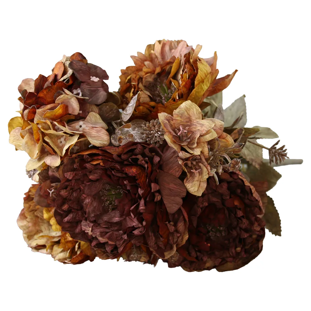 Buchet artificial cu bujori si hortensii Vintage 47 cm