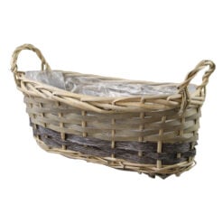 Cos oval din rachita cu manere pentru flori 28 x 13 x 11 cm