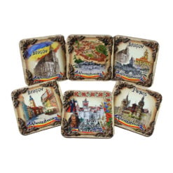 Set 6 suporturi pentru pahare din MDF Brasov/Bran - 9 x 9 cm