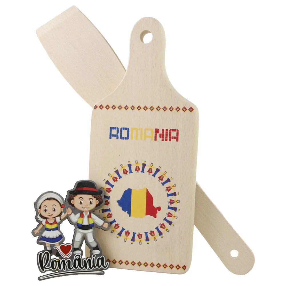 Set ustensile bucatarie cu magnet de frigider "Romania - tricolor"