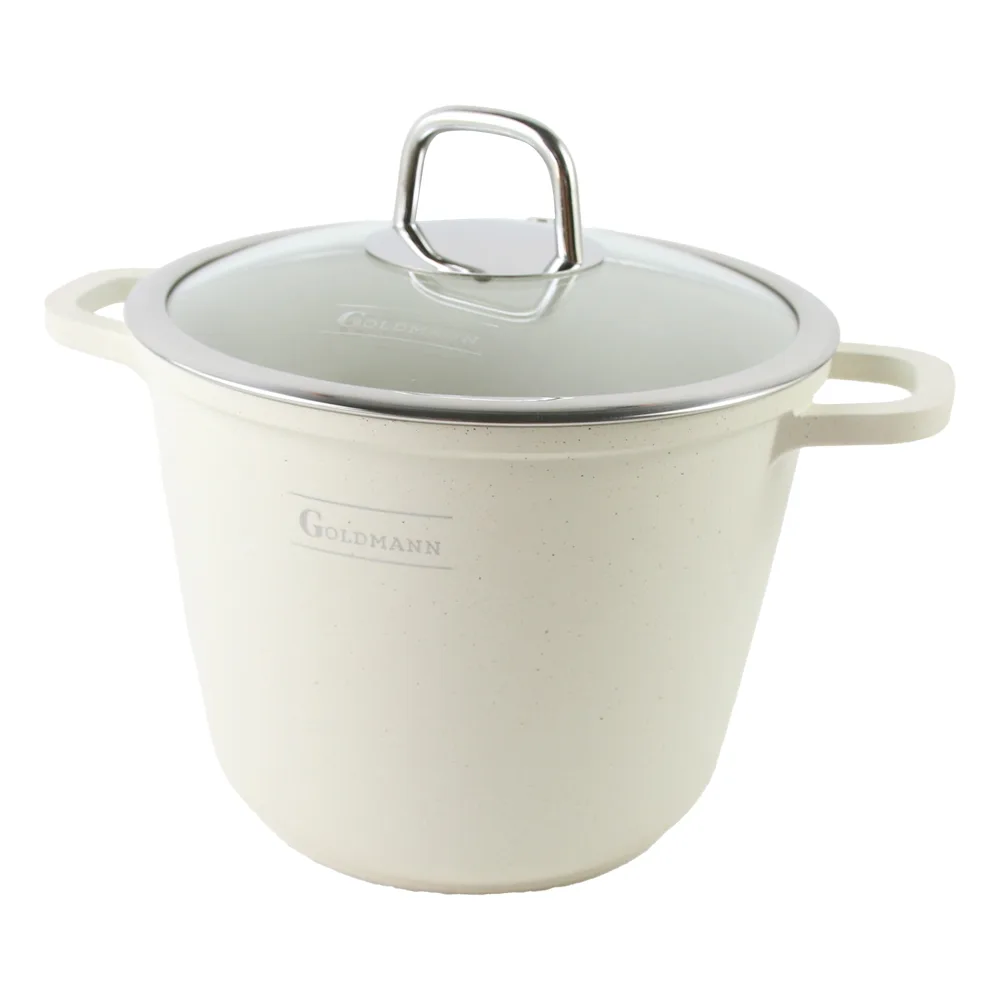 Oala aluminiu turnat cu capac sticla Goldmann 20 x 16 cm Oala aluminiu turnat cu capac sticla Goldmann 20 x 16 cm