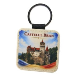 Breloc din piele sintetica Castelul Bran 5 cm