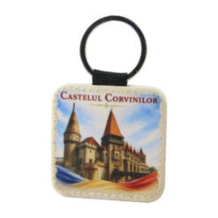 Breloc din piele sintetica Castelul Corvinilor 5 cm