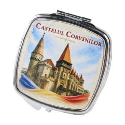 Oglinda metalica de buzunar Castelul Corvinilor 6.5 x 7 cm