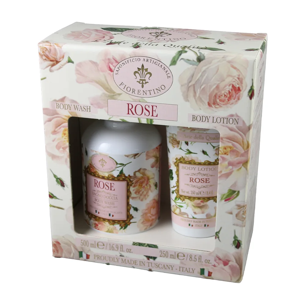Set cadou pentru baie Florentino Rose 500 + 250 ml - gel de dus si lotiune de corp