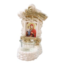 Candela decorativa din ipsos cu Sfanta Maria si Pruncul - 11 x 20 cm
