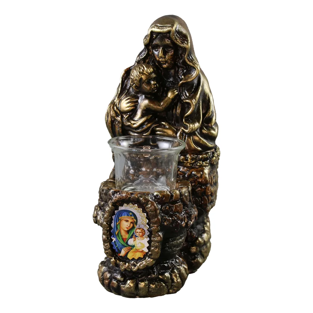 Candela decorativa din ipsos cu Sfanta Maria si Pruncul - 10 x 22 cm Candela decorativa din ipsos cu Sfanta Maria si Pruncul - 10 x 22 cm