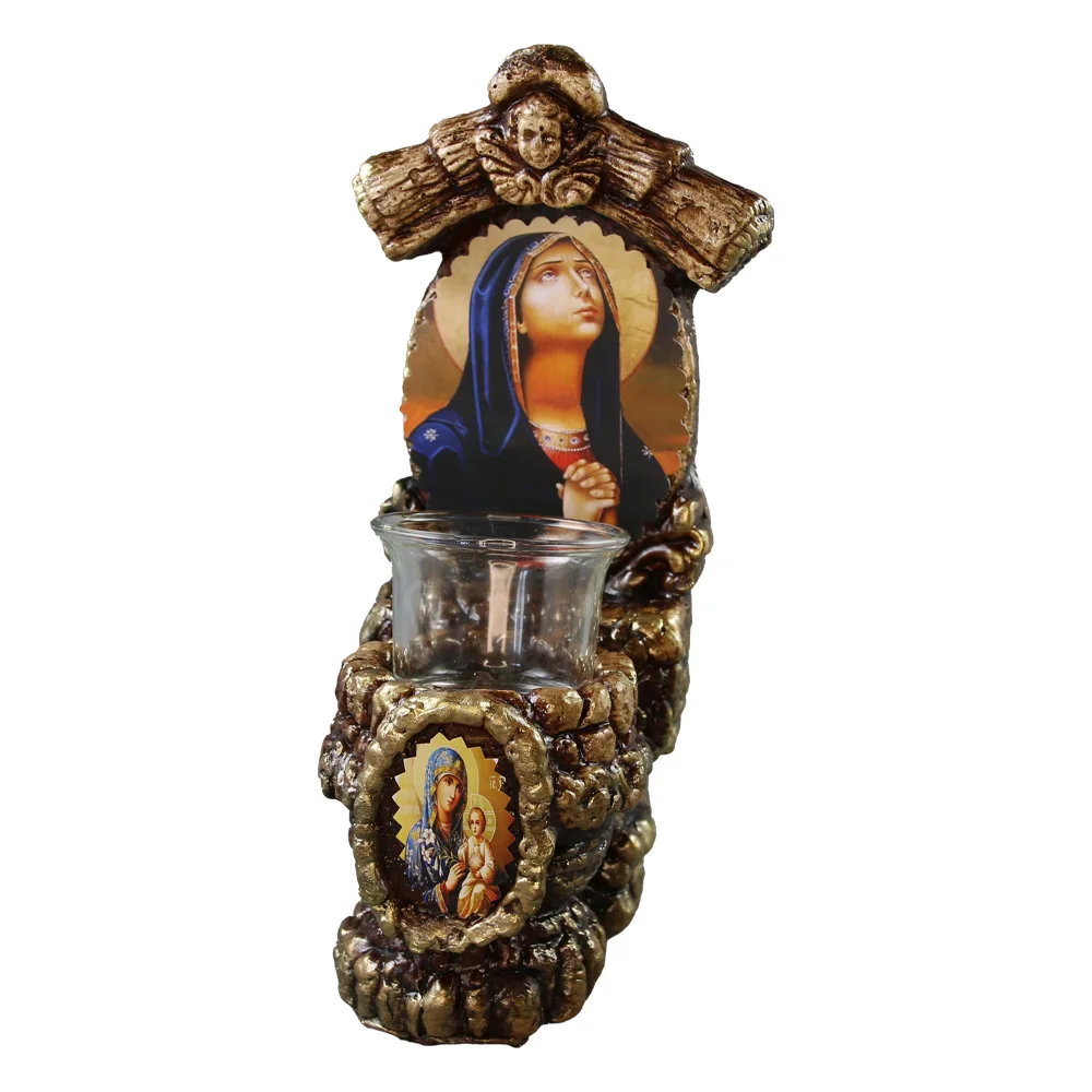 Candela decorativa din ipsos cu Sfanta Maria si Pruncul - 10 x 23 cm Candela decorativa din ipsos cu Sfanta Maria si Pruncul - 10 x 23 cm