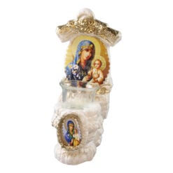 Candela decorativa din ipsos cu Sfanta Maria si Pruncul - 10 x 23 cm