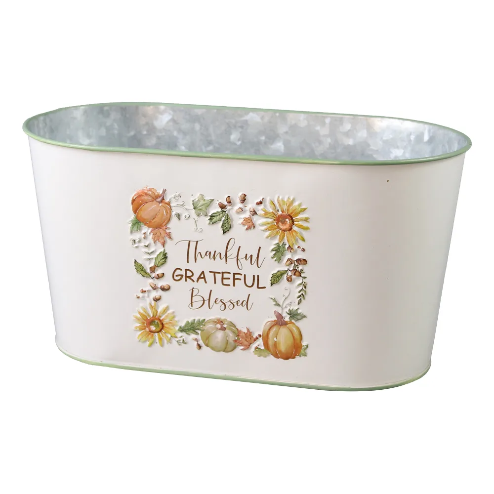 Ghiveci oval decorativa din metal "Thankful Ghiveci oval decorativa din metal "Thankful