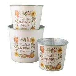 Set 3 ghivece decorative din metal "Thankful