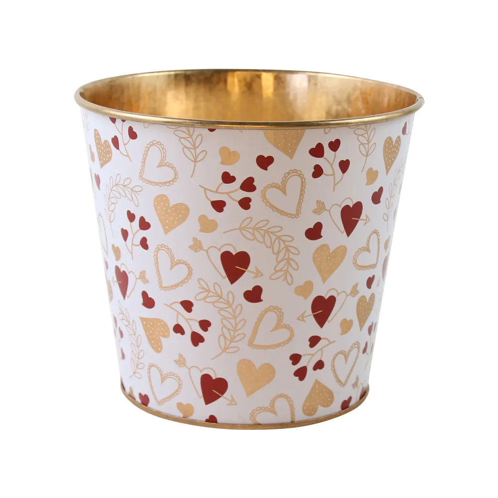 Ghiveci decorativ din metal cu inimioare 13.5 x 10 cm