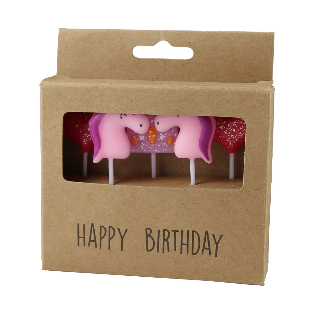 Set 5 lumanari pentru tort Unicorni si Inimi 3 x 7cm