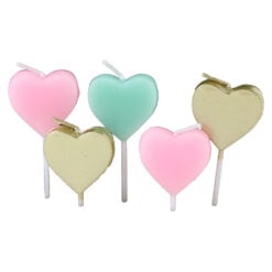 Set 5 lumanari pentru tort Inimioare 3 x 7cm