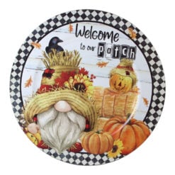 Tava din plastic decorativa "Welcome to our patch" cu sperietoare 33 cm