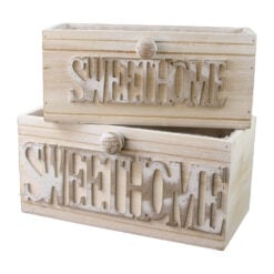 Set 2 ghivece decorative din lemn "Sweethome" 27 x 13.5 x 13 cm