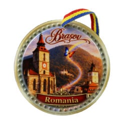 Magnet de frigider rotund din ceramica Brasov 6.5 cm