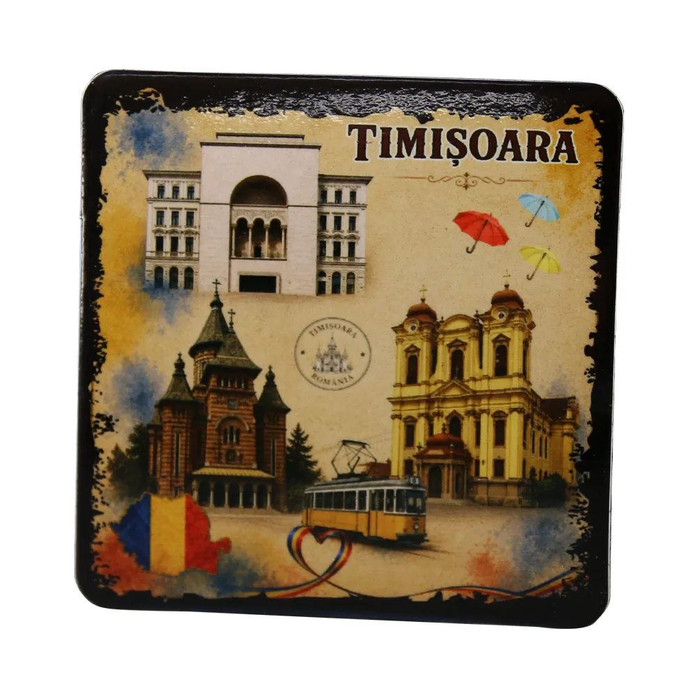Magnet de frigider din plastic Timisoara 7.5 x 7.5 cm