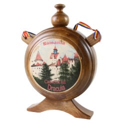 Plosca din lemn "Romania" pictata fata-verso
