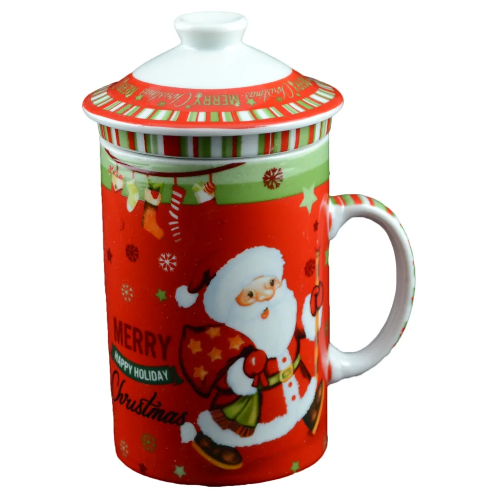 Cana de craciun cu capac realizata din ceramica - Design Craciun - Diferite modele Cana de craciun cu capac realizata din ceramica - Design Craciun - Diferite modele