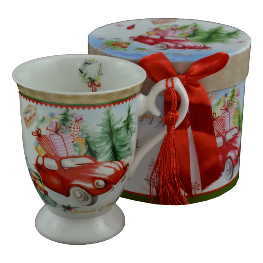 Cana Craciun din ceramica in cutie cadou - Design masina cu cadouri Cana Craciun din ceramica in cutie cadou - Design masina cu cadouri
