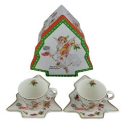 Set 2 cani Craciun cu farfurii in forma de brad din ceramica - Merry Christmas